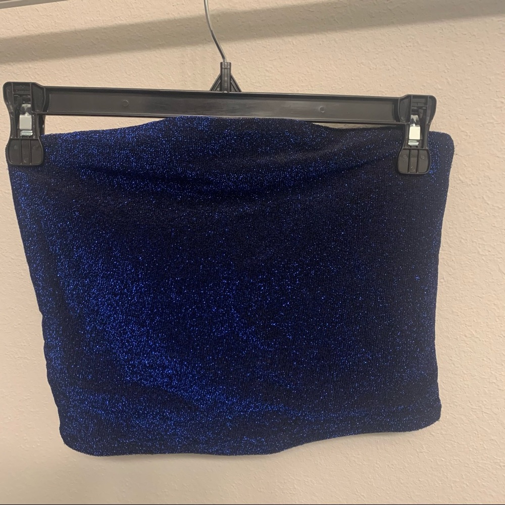 Blue glitter tube top
